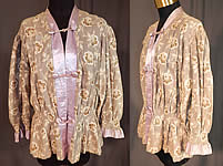 Edwardian Lavender Gray Floral Flannel Morning Robe Bed Jacket Coat
