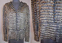 Vintage Art Deco Gold Lam&eacute; Lame Eyelash Fringe Peplum Evening Coat Jacket
