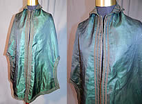 Victorian Civil War Era Iridescent Green Silk Batwing Dolman Mantle Cloak Cape
