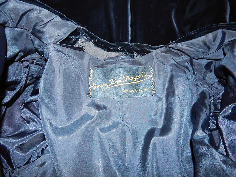 Vintage Emery Bird Thayer Co Black Velvet Long Evening Jacket Opera Coat
The coat measures 52 inches long, with a 30 inch waist, 38 inch bust, 23 inch long sleeve and 14 inch back between the top shoulders. It is in good condition, with only a few small crush marks on the velvet fabric which has not been steamed. This is truly a wonderful piece of wearable art! 
