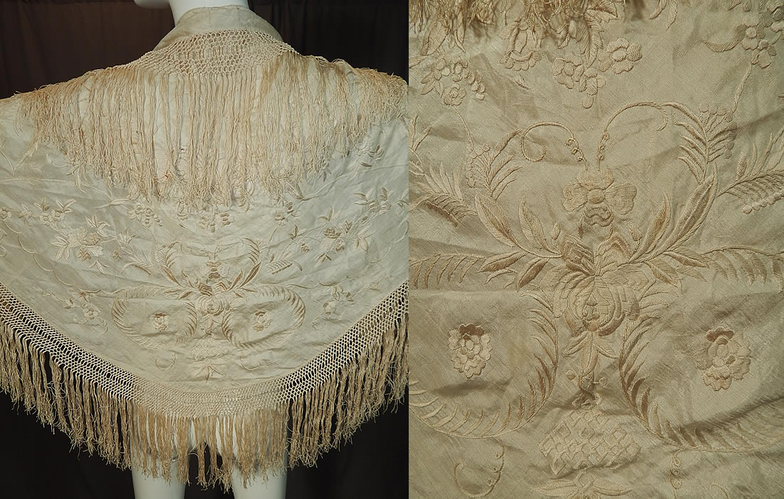 Antique Off White Silk Fringed Trim Never Used 
