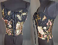 Vintage Alberto Makali Black Lace Silk Applique Trim Bustier Corset Top NWT
