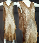 Vintage Art Deco Gold Metallic Lam&eacute; Lace Bias Cut Evening Gown Dress

