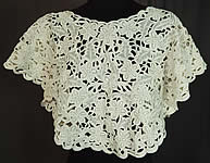 Vintage Rustan's Filipiniana Philippines White Silk Lace Cutwork Shawl Collar Cape
