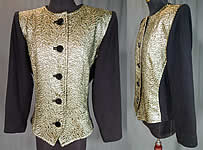 Vintage Saint Laurent Rive Gauche Gold Lam&eacute; Black Knit Suit Jacket
