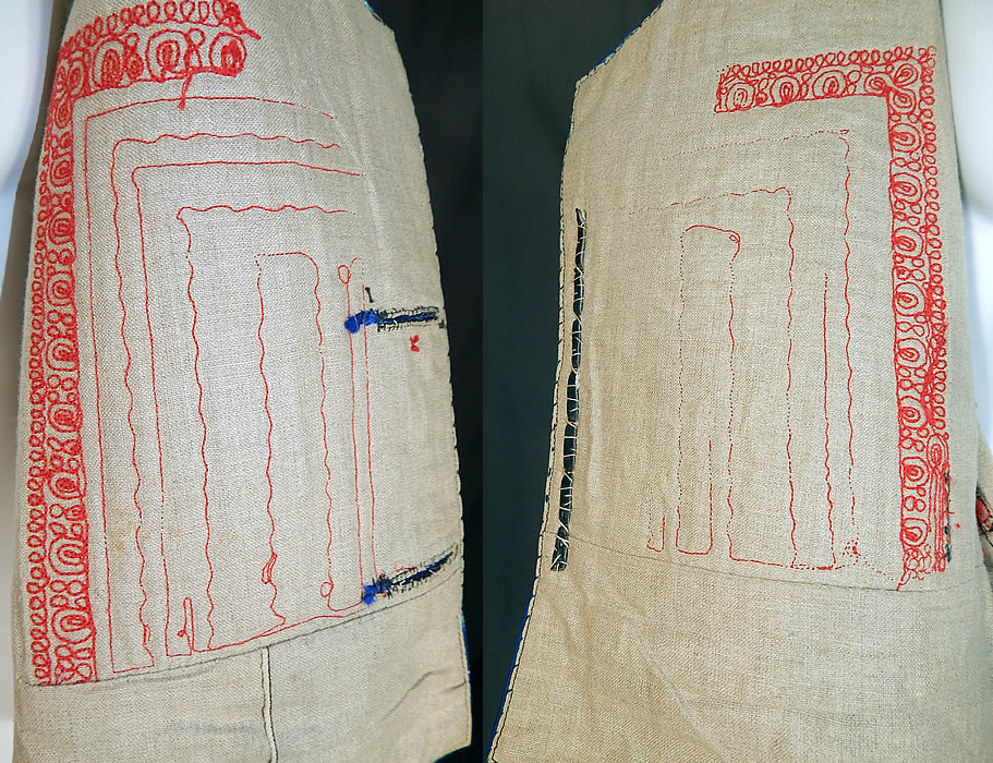 Vintage Antique Macedonian Folk Costume Embroidered Woolen Vest Top
It has wonderful workmanship and hand done details. The vest is in good condition, with only a few moth nips. This is truly a wonderful piece of wearable Macedonian textile folk art! 