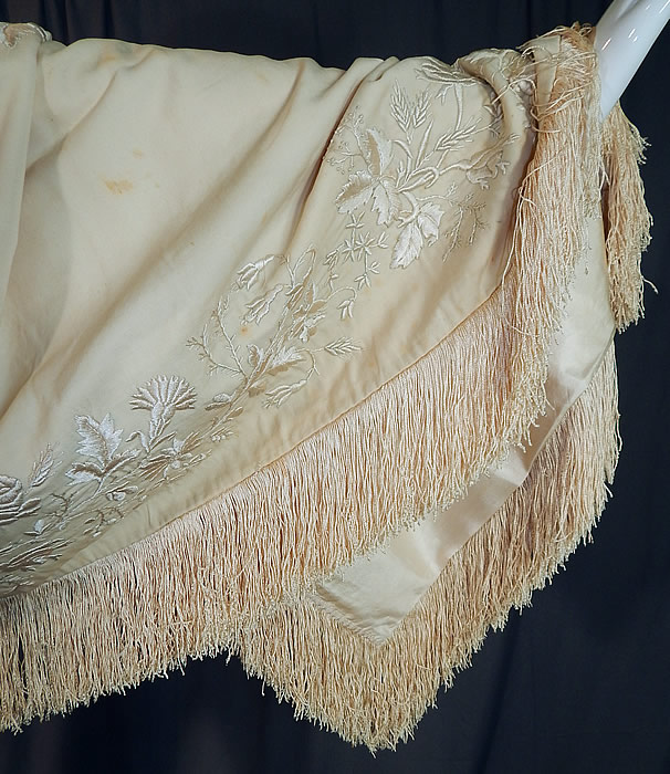 Victorian Cream Wool Embroidered Roses Fringe Bridal Wedding Shawl Scarf Stole Wrap
The shawl measures 77 inches long, 21 inches wide, with 4 inch long fringe. 