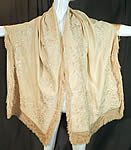 Victorian Cream Wool Embroidered Roses Fringe Bridal Wedding Shawl Scarf Stole Wrap