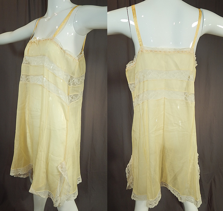 Vintage Yellow Cotton Batiste White Lace Lingerie Chemise Camiknicker Teddy
This lovely lingerie one piece camiknicker teddy chemise is loose fitting, has a snap closure crotch panty panel strap, yellow silk ribbon shoulder straps, with ribbon woven through the adjustable neckline and is sheer, unlined. 