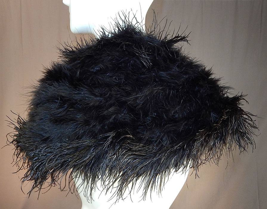 Edwardian Black Ostrich Feather Capelet Shawl Collar Cape Silk Ribbon Ties
This fabulous feather shawl collar small cloak cape measures 32 inches long and 8 inches wide. It is in good condition, with only some slight molting of feathers. This is truly a wonderful piece of wearable feather art! 
