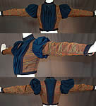 Victorian A.E. Parsons Boston Paisley Brocade Navy Blue Wool Gigot Mutton Sleeve Bodice
