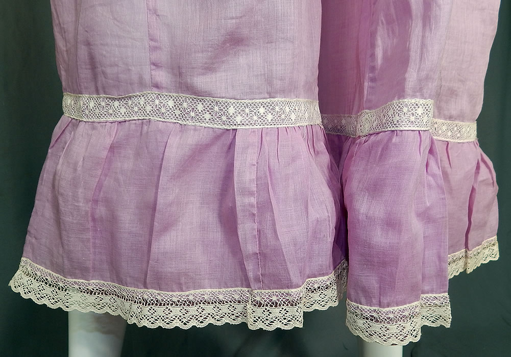 Edwardian Purple Lavender Cotton Batiste White Lace Trim Full Slip Dress
It is in good condition, with only two tiny frays on the back neckline. This would make a great summer dress and is truly a wonderful piece of wearable textile art!