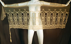 Vintage Grecian Goddess Figural Women Embroidered Net Lace Dress Skirt Fabric