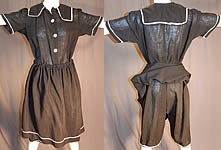 Edwardian Black Wool Bathing Beauty Sailor Suit Swimsuit Dress & Bloomers
