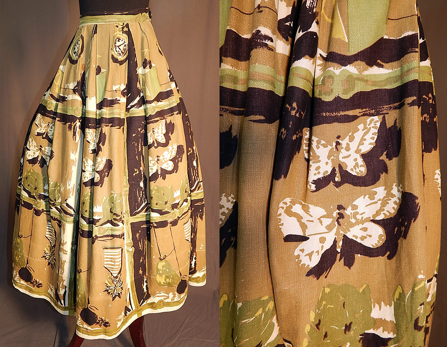 Vintage Century of Boston Cotton Twill Butterfly Artichoke Novelty Print Circle Skirt
This vintage Century of Boston cotton twill butterfly artichoke novelty print circle skirt dates from the 1950s.