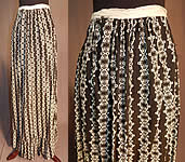 Victorian Black & White Cotton Calico Chain Link Print Workwear Pocket Skirt

