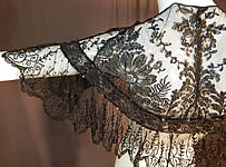 Victorian Black Chantilly Lace Jet Beaded Shawl Collar Fichu Pelerine Cape
