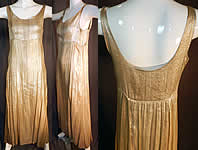 Vintage Silver Lam&eacute; Lame High Empire Waist Long Evening Gown Slip Dress
