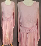 Edwardian Lilac Silk Chiffon Crystal Beaded Belted Evening Gown Dress
