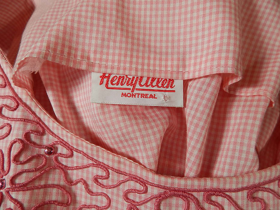 Vintage Henry Allen Montreal Pink White Cotton Check Gingham Circle Skirt Dress
There is a "Henry Allen Montreal" designer label sewn inside. 