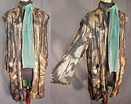 Vintage Art Deco Black Silk Gold Lam&eacute; Lame Feather Flapper Coat Jacket
