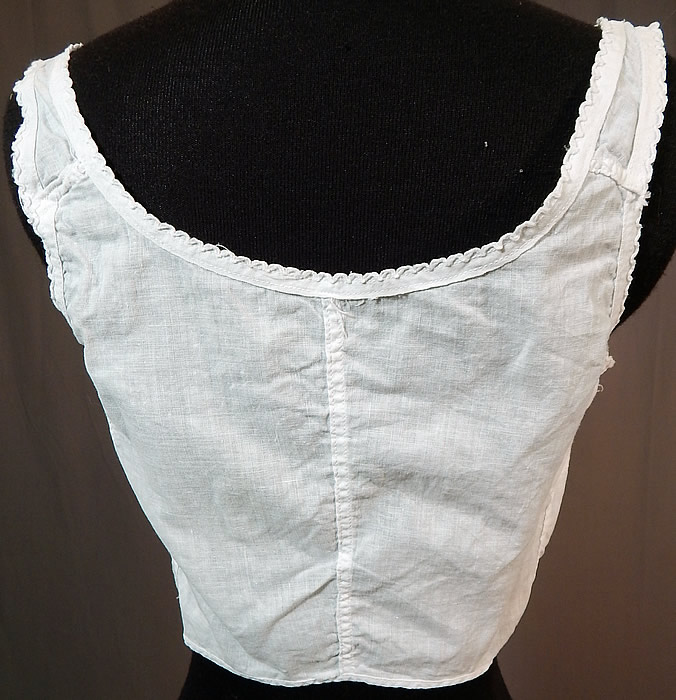 Vintage Edwardian White Cotton Camisole Corset Cover Stays Boning Bra Top
The top measures 15 inches long, with a 22 inch waist and 30 inch bust. 