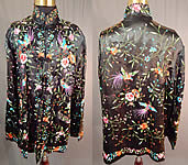 Vintage Plum Blossoms Chinese Black Silk Colorful Floral Bird Embroidered Jacket