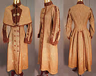 Victorian Brown Mohair Houndstooth Wool Winter Sport Ice Skating Coat & Cape
