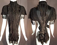 Victorian Black Silk Chantilly Lace Passementerie Mourning Mantle Pelerine Cape
