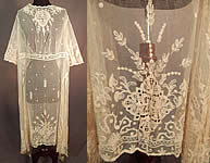 Vintage Germany Cream Tulle Net Tambour Embroidery Lace Unused Dress Fabric
