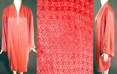 Vintage Art Deco Pink Burnout Voided Velvet Devore Flapper Kimono Robe Coat
