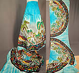 Vintage Uncut Hand Blocked Fish Shirtless Man Signed Mexico Circle Skirt Fabric
