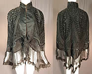 Victorian Hubert & Riqueur Paris Label Black Silk Lace Jet Beaded Mantle Cloak Cape
