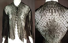 Victorian Antique Black Chantilly Lace Shawl Wide Pagoda Sleeve Jacket
