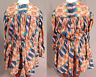 Victorian Civil War Era Childs Floral Patchwork Plaid Print Wool Button Back Dress
