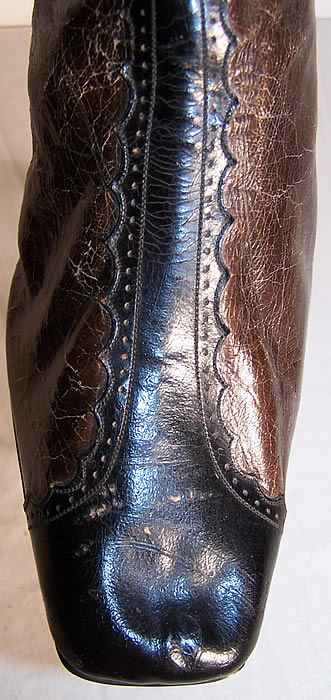 1 French Victorian Brown Black Leather Dainty Half Boot