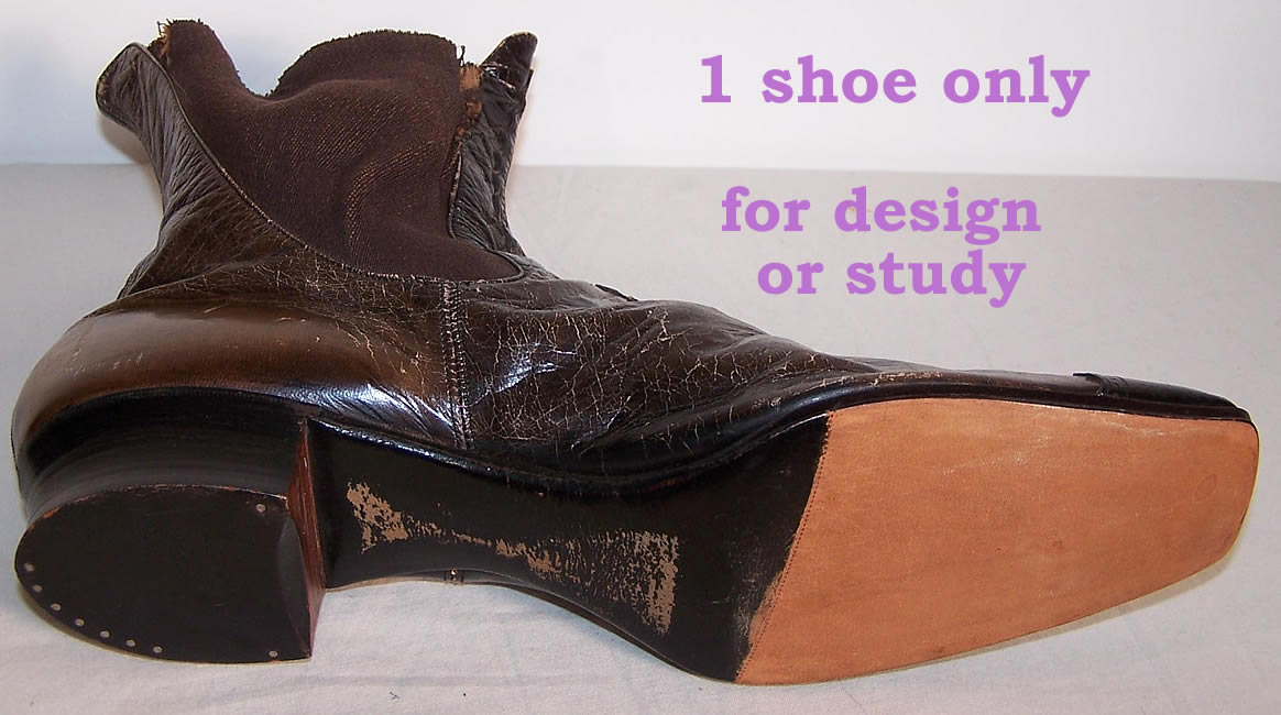 1 French Victorian Brown Black Leather Dainty Half Boot