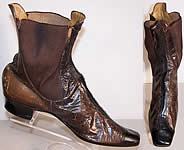1 French Victorian Brown Black Leather Dainty Half Boot