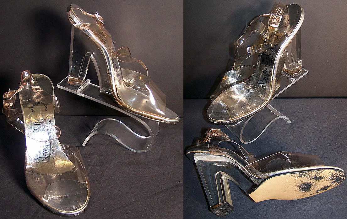 Imperial Sculpted Lucite Heel Plastic Disco Shoes  Front view.