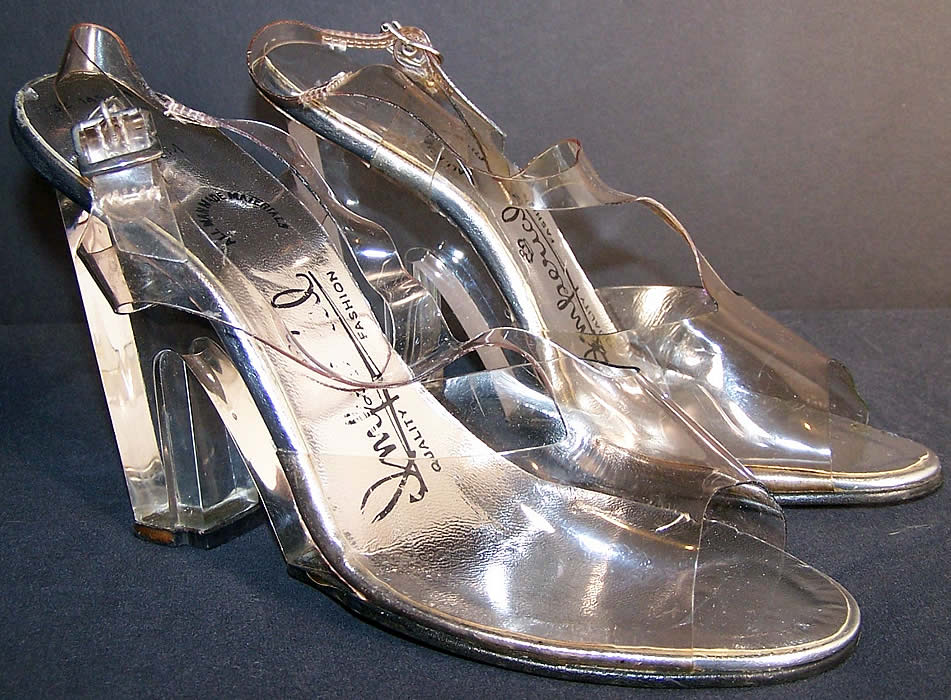 Imperial Sculpted Lucite Heel Plastic Disco Shoes Side View.