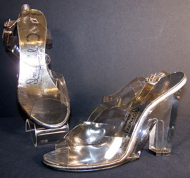 Imperial Sculpted Lucite Heel Plastic Disco Shoes front side view.