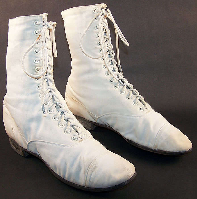 Victorian White Canvas High Top Child's Cycling Sport Boots