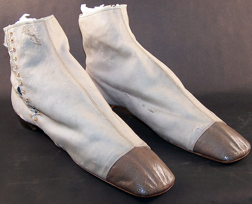 Victorian Gray Wool Straight Sole Dainty Ankle Half Boots