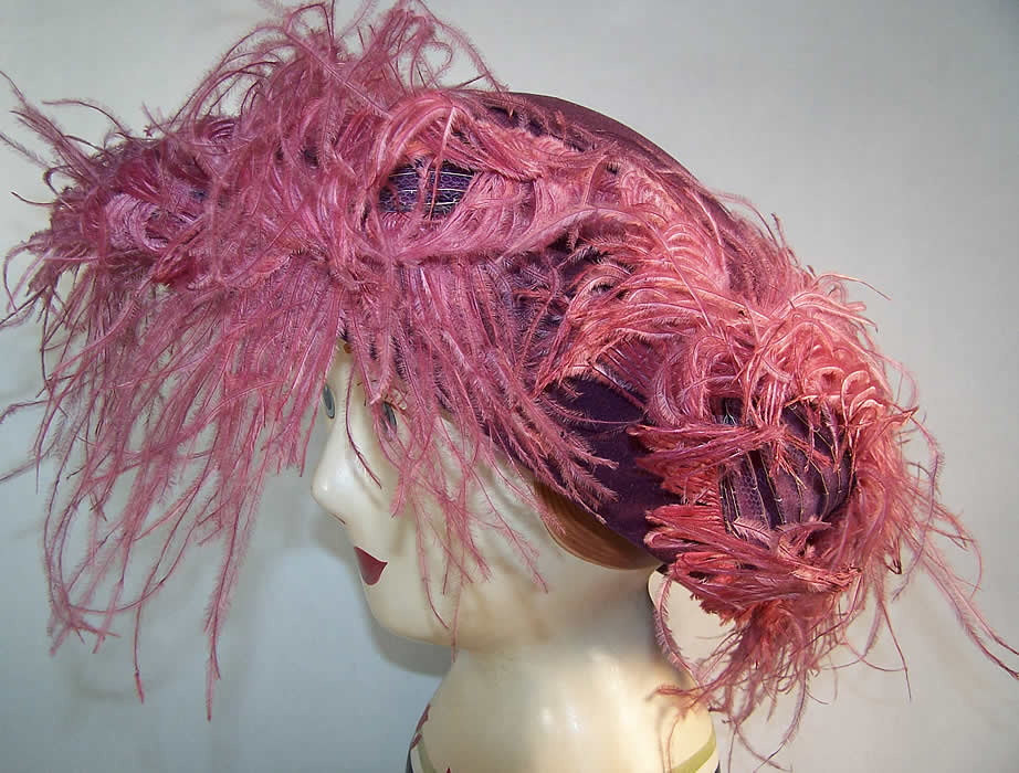 Gage Brothers Purple Lilac Feather Cloche Hat Side View.