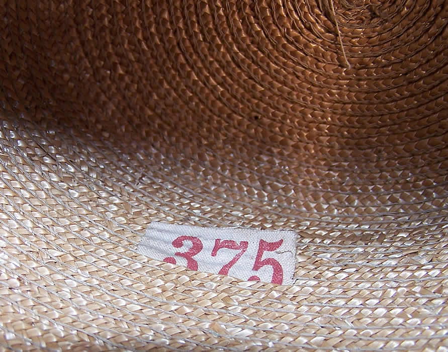 Victorian Natural Straw Orange Blossom Bridal Bonnet Hat Close up.