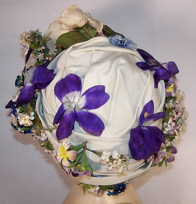 Vintage Lilly Dache Floral Silk Turban Hat back view
