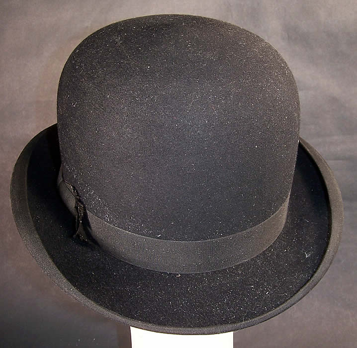 Vintage Paul Paris Gentlemen's Black Felt Wool Bowler Derby Hat  back view