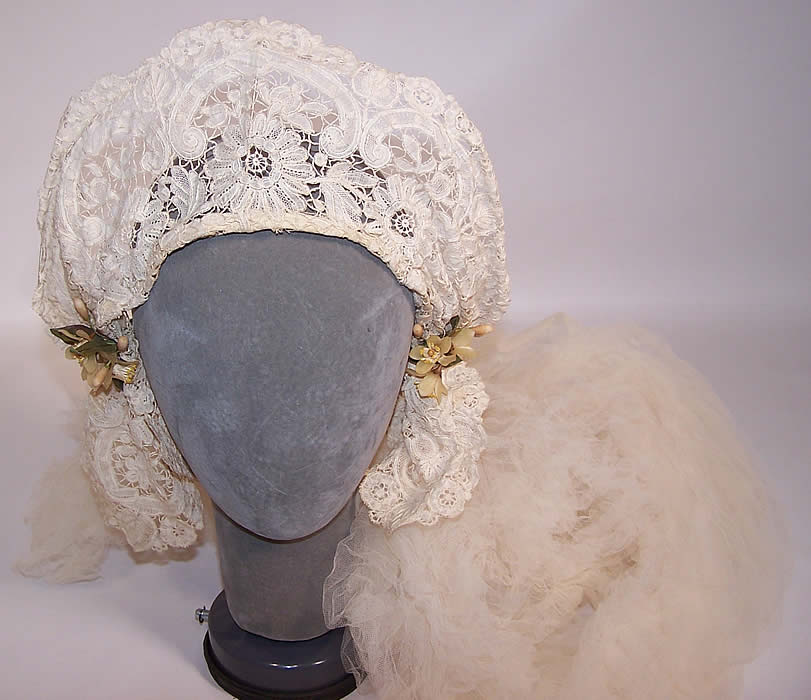 Edwardian Antique Battenburg Duchesse Bobbin Lace Bridal Wedding Veil Headpiece