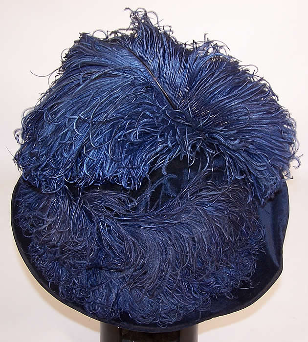 Titanic Grand Edwardian Blue Velvet Ostrich Feather Large Bell Shaped Hat