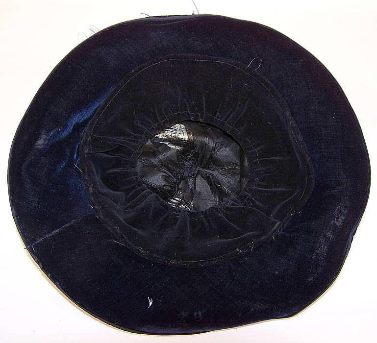 Titanic Grand Edwardian Blue Velvet Ostrich Feather Large Bell Shaped Hat inside